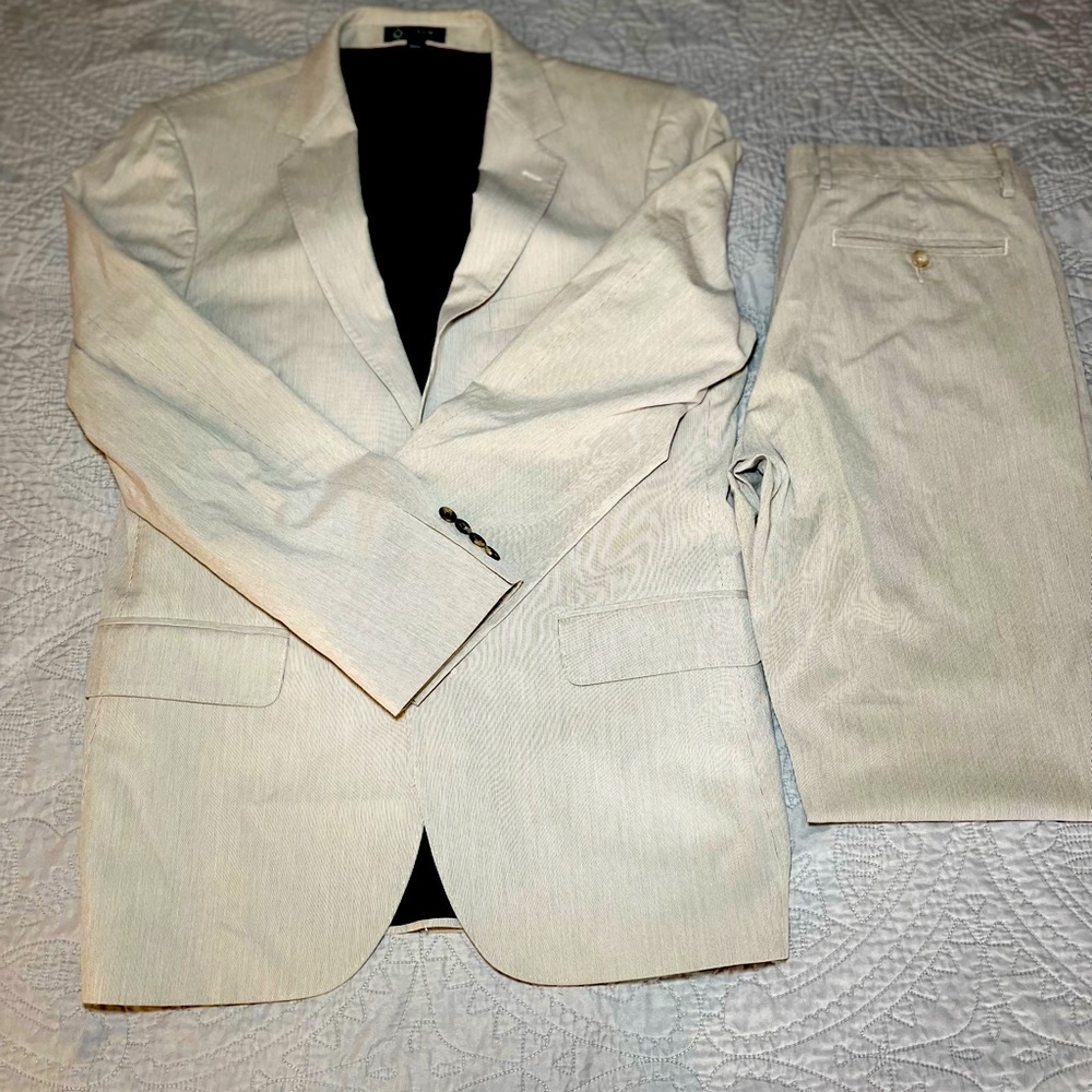 JCREW Legacy Sport Coat Cotton Suit Micro Pinstripe Light Gray
